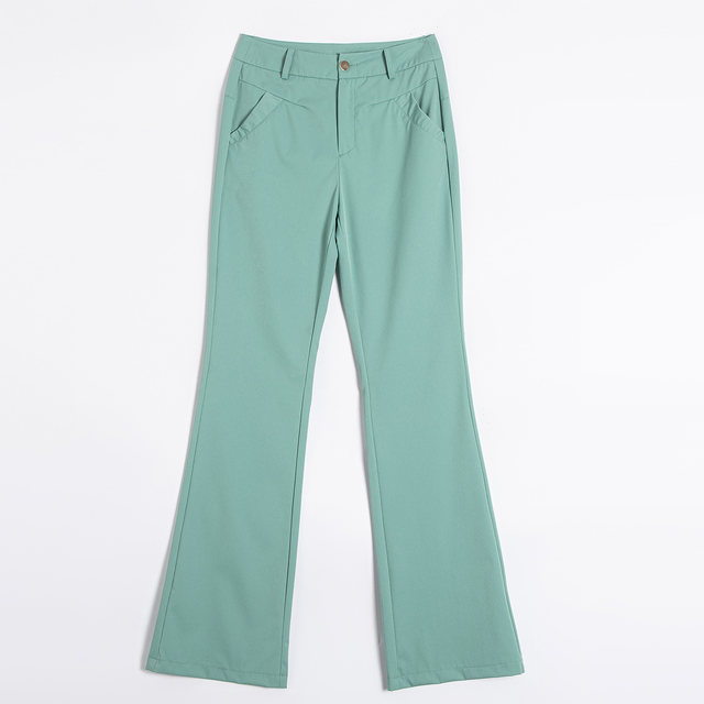 Women's thin 2025 summer new draped slim suit high waist straight bell-bottom pants casual long trousers
