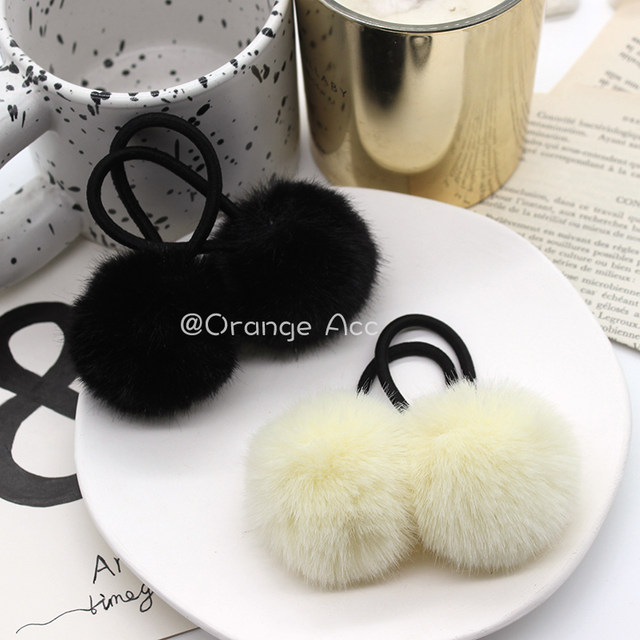 Macaron color hair ball hair ring super soft glutinous pom ball head rope milk bake ball hair rope autumn and winter plush hair accessories