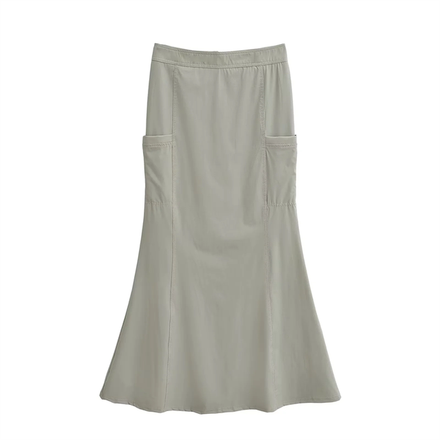 Hot girls pocket work skirt women 2024 new spring and summer high waist slim tight hip fishtail skirt long skirt