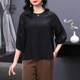 Black French mulberry silk top for women with three-quarter sleeves new fashionable casual chic age-reducing loose large-size top for women
