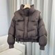 Down jacket women's stitching denim hooded short small small man 24 winter new 90 white duck velvet bread puff jacket