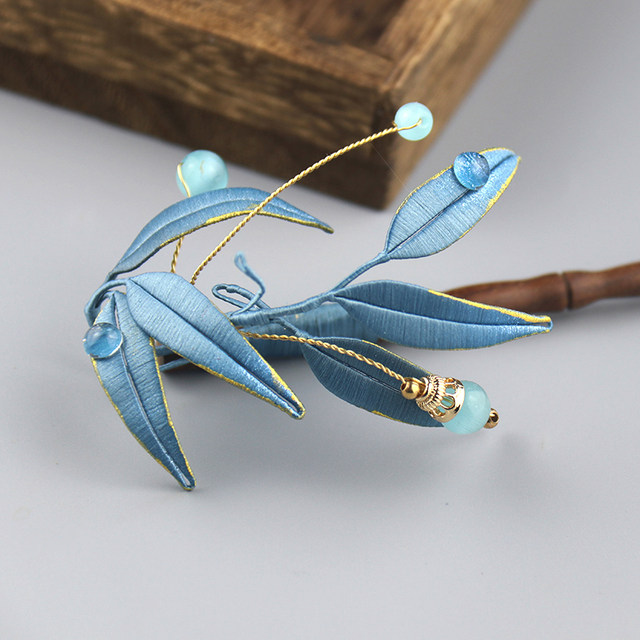 20 transparent imitation water drop beads wrapped with flower dew drops, bamboo leaf water drops, antique style handmade diy semi-circle ring surface hair accessories material