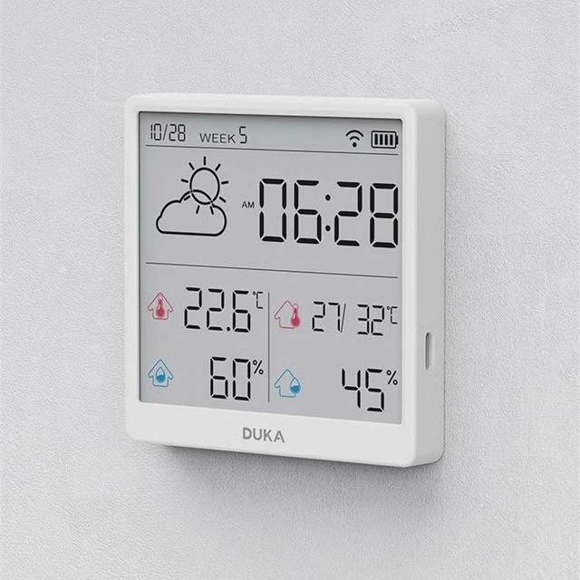 Duke temperature and humidity meter indoor clock WiFi Zhilian home high-precision meter digital display electronic can be attached and can stand TH3