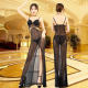 Sexy women's transparent dress Black sauna technician clothing walking nightclub women's dress skirt lady worker summer
