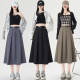 Suit skirt for women with small summer professional temperament mid-length large pleated a-line skirt with pockets