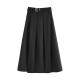 Suit skirt for women with small summer professional temperament mid-length large pleated a-line skirt with pockets