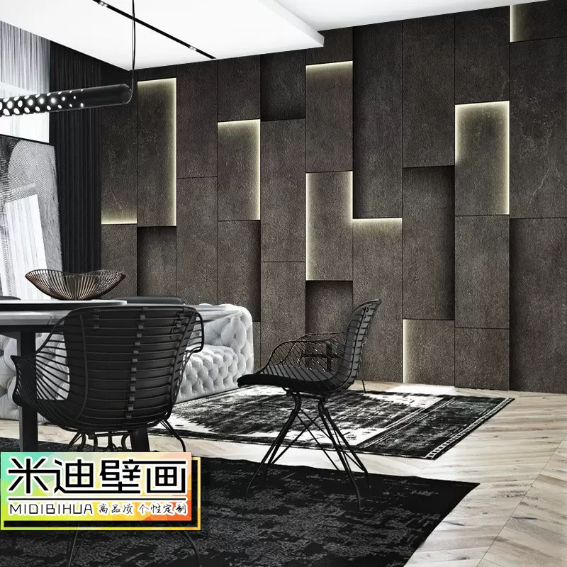 3d水泥灰色墙纸现代高级感工业风装修酒吧餐厅背景墙布服装