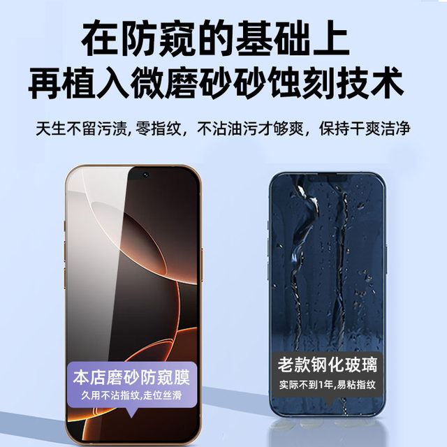 [New Frosted Anti-Pursuit Film] Applicable to Apple 17/16/15/14Pro Tempered Film iPhone 14Promax Mobile Film Air Anti-Pursuit 13/12/11 Protection x/xr/xs/e Film Plus