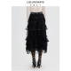 LULUALWAYS Autumn New Versatile Bead Chip Embroidered Mesh Skirt Cake Skirt