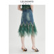 LULUALWAYS25 summer new style stylish commuter mesh splicing irregular skirt
