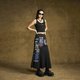 Tuogu trendy brand black fishtail skirt for women with hips and high waist 2025 autumn and winter new long slim printed skirt