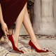 Ailila red wedding shoes for women 2025 new spring Chinese style with Xiuhe clothes bride high heels without tiring feet