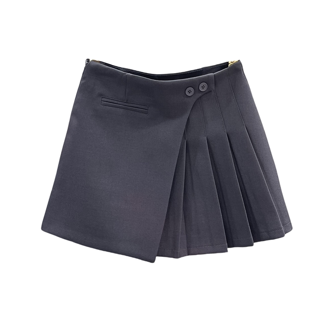 Irregular pleated short skirt for women with high waist slim A-line suit skirt