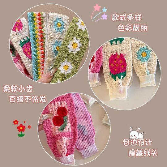 Knitted floral bangs and hairbands for women 2025 new pastoral headbands and hair tidying Velcro hairpins for hairpins