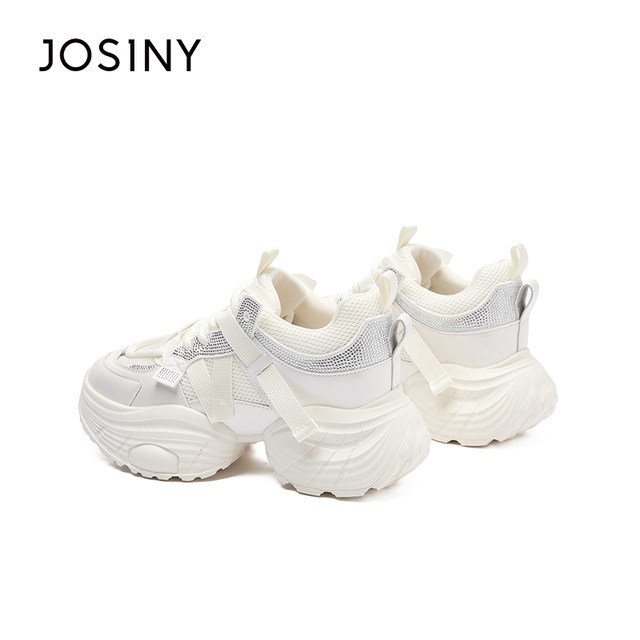 ZhuoSini Daddy Shoes 2025 Summer and Autumn New Silver Large Size Trendy Sneakers Large Size Bee White