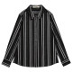 Omont Egg Tart Home Retro Striped Denim Shirt Women's New Winter Loose Laminated Inner Long Sleeve Shirt