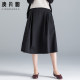 Black skirt for women summer 2025 new A-line mid-length summer thin work pocket skirt casual skirt