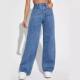 The new Amazon Speed ​​on Cross -border European and American ladies denim jeans women's high -waisted straight tube denim trousers explosion
