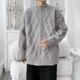 Stand-collar cardigan zipper knitted jacket for men spring and autumn 2024 new high-end diamond plaid sweater jacket

