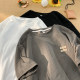 Breathable ice silk snake bone pattern label short -sleeved shirt, men and women summer loose, simple, all -matte basic model bottoming T -shirt