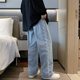 High-end side-stitched straight-leg American high-street jeans for men with trendy design trendy brand BF straight-leg plaid wide-leg pants