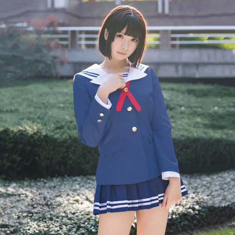 Cos服不起眼女主角培育法霞之丘诗羽水手服全套日常cosplay