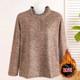 
Mom's autumn and winter inner velvet warm top for middle-aged and elderly women large size half turtleneck floral fashionable thickened bottoming shirt