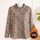 
Mom's autumn and winter inner velvet warm top for middle-aged and elderly women large size half turtleneck floral fashionable thickened bottoming shirt