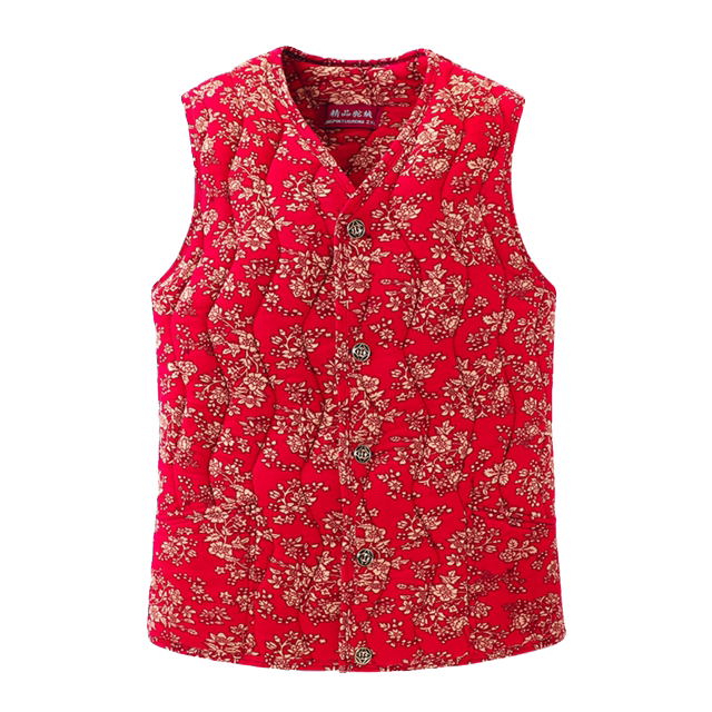 Autumn and winter mother's cotton vest for women, thickened with cotton, middle-aged and elderly people's close-fitting warm cotton waistcoat, old lady's vest, worn inside and outside