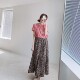Qianjin Line N Home Wearing a graceful feeling, wearing both sides, elastic high waist printed mid-length fishtail skirt
