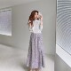 Qianjin Line N Home Wearing a graceful feeling, wearing both sides, elastic high waist printed mid-length fishtail skirt
