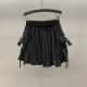 Bow pocket work skirt for women 2025 spring and summer new high-waist loose casual A-line puffy skirt