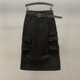 White work pocket denim skirt for women 2025 spring new high-waist loose slim A-line hip-pack long skirt
