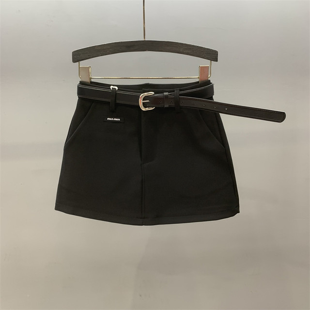 2025 spring and summer new gray suit skirt for women American retro high waist anti-exposure A-line hip skirt
