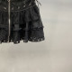 Lace spliced ​​cake skirt for women 2025 summer new design strap zipper a line puff short skirt