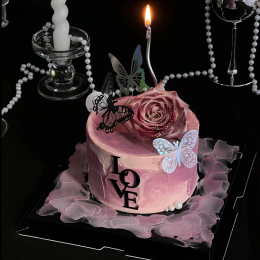 Valentine's Day Cake Decoration Black White Butterfly Love Acrylic Rose Couple Confession Dress Up Plug-in