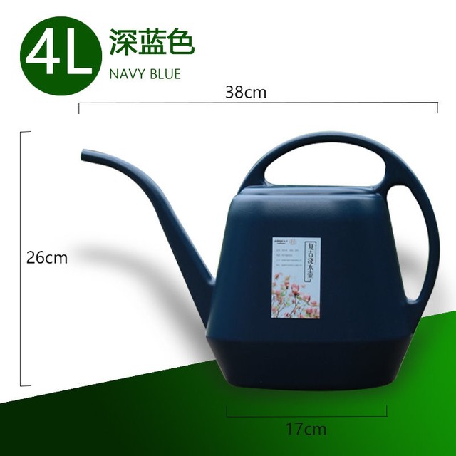 Watering kettle long mouth watering flowers 4L large capacity household plastic thickened sprinkler kettle gardening tools casual green plant potted plants