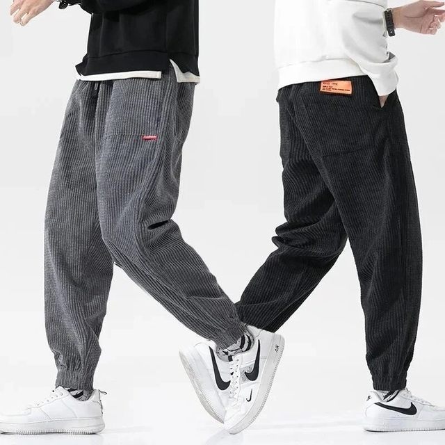 Cordy -lush pants men's winter plus thickened thermal pants loose pants casual sports pants bouquet foot Haron trousers
