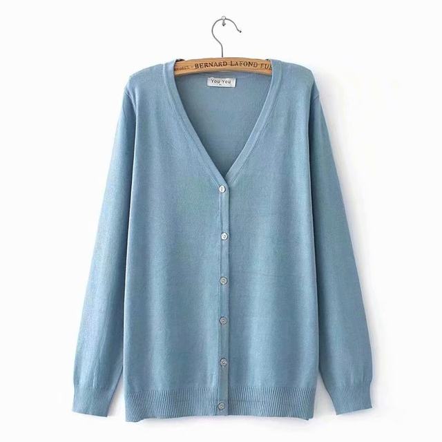 Plus size plus size women's clothing 22 spring Korean style loose fat mm versatile solid color V-neck knitted cardigan jacket 200Jin [Jin equals 0.5kg]
