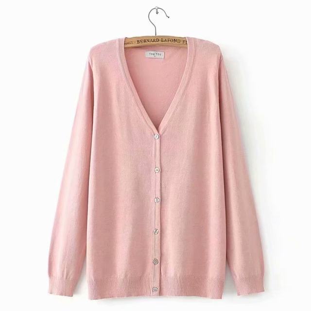 Plus size plus size women's clothing 22 spring Korean style loose fat mm versatile solid color V-neck knitted cardigan jacket 200Jin [Jin equals 0.5kg]