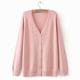Plus size plus size women's clothing 22 spring Korean style loose fat mm versatile solid color V-neck knitted cardigan jacket 200Jin [Jin equals 0.5kg]