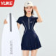 One-piece swimsuit for women 2025 new conservative slimming belly-covering swimming pool special sun protection skirt-style flat-angle swimsuit