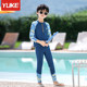 Children's swimsuits, boys and boys 2025 new long-sleeved trousers, split warmth, teenagers, middle-aged and big children's hot spring swimsuits
