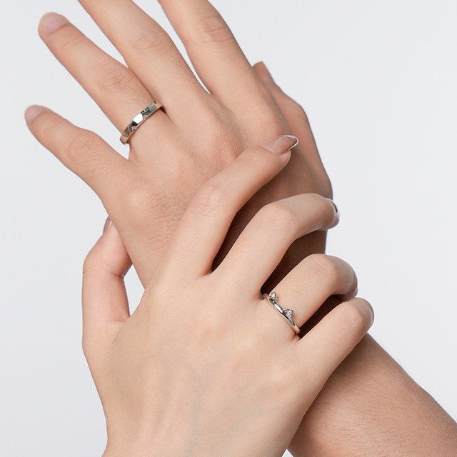 Cat Diary Couple Ring Sterling Silver Ring Birthday Gift for Boy and Girlfriend