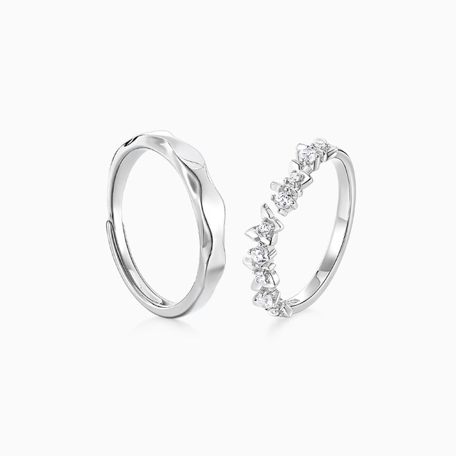 Catiro Butterfly Love Language Couple Ring 925 Silver Ring Niche Design Birthday Gift