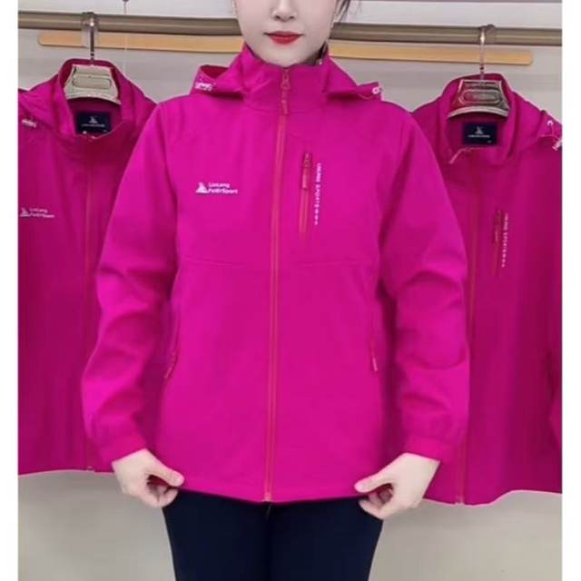 Solid Color Chest Pocket Hooded Jacket for Women Spring and Autumn Popular Windproof and Warm Casual Sportswear for Middle-aged Mothers