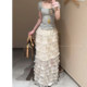 A thunderous fairy tall man with a long version of fantasy ballet mesh fluffy cake skirt for women romantic high waist skirt