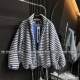 Stand-collar cardigan striped lamb velvet jacket loose and slim mid-length 2025 winter new top ins trendy