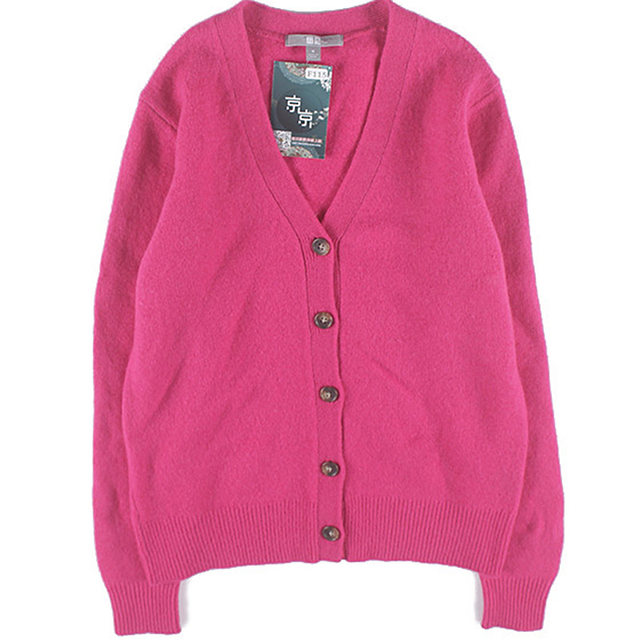Vintage vintage Youjia Solid Color Wool Cardigan V-neck Large Size Sweater Knitted Men and Women Couple College Jacket 2