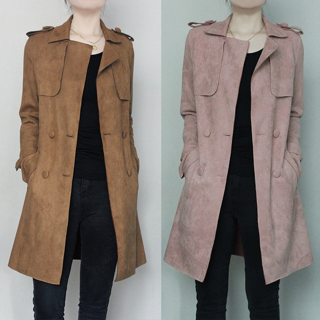 Suede windbreaker for women 2025 Spring and Autumn New Mid-length Small ...